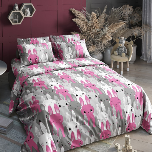 Простыня Ушастики розовый поплин - фото 1