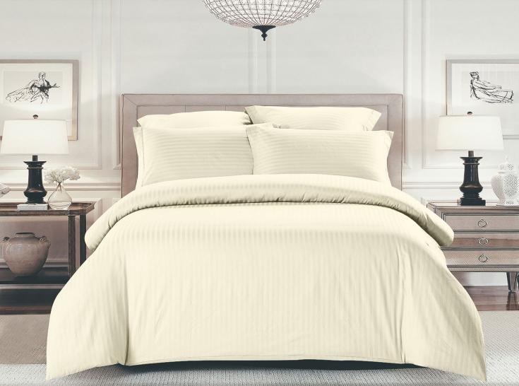 Комплект постельного белья Шпинель ванильный крем страйп-сатин - фото 2