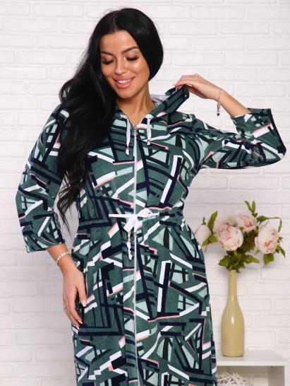 Халат велюровый на молнии с капюшоном (00868, фисташковый) - фото 3