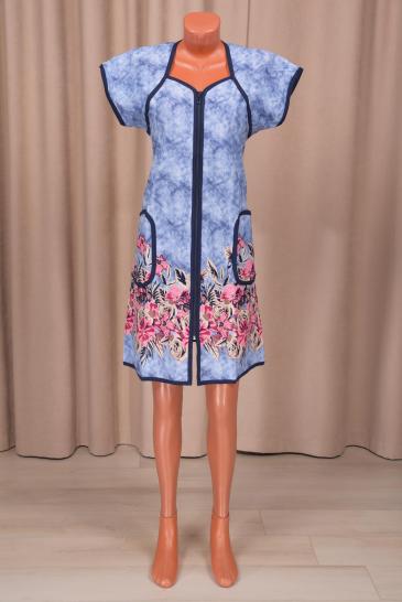 Халат женский с карманами на молнии (00601, голубой) - фото 1