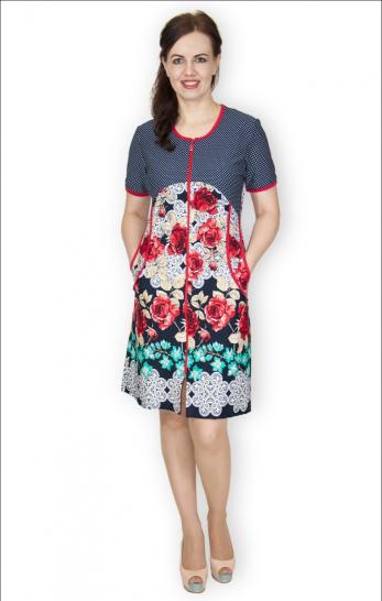 Халат женский на молнии, красный (263-1) - фото 1