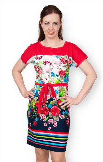 Платье трикотажное с поясом (210-7) - фото 2