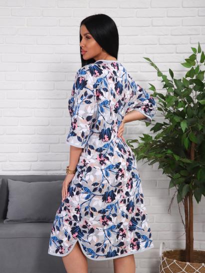 Халат женский на пуговицах с карманами (01076, синий) - фото 2