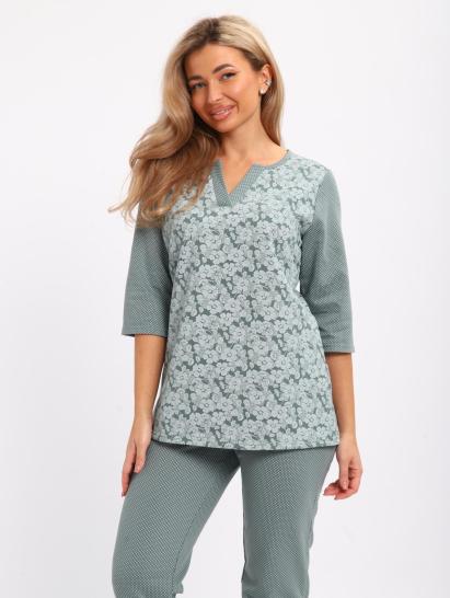 Пижама с брюками футер с начёсом (01059, зеленый) - фото 9