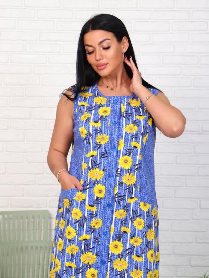 Халат женский на пуговицах, голубой (921-2) - фото 3