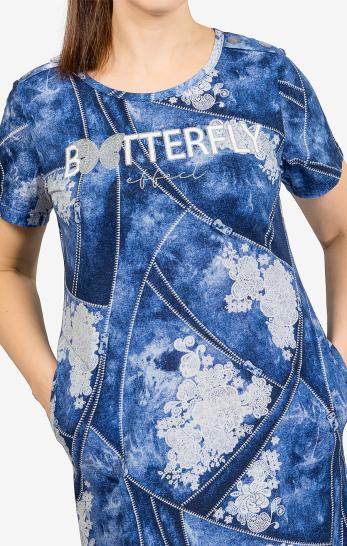 Платье трикотажное с карманами  (00547, синий) - фото 2