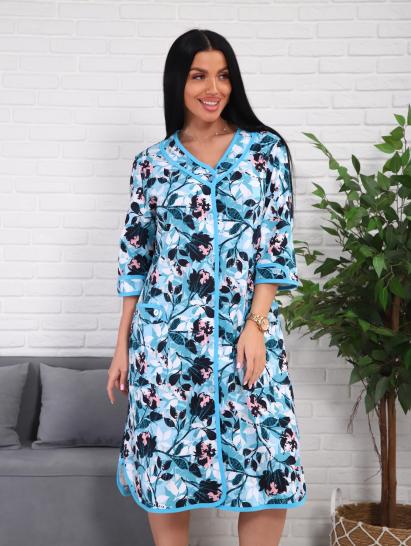 Халат женский на пуговицах с карманами (01076, бирюзовый) - фото 8