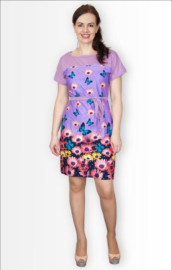 Платье трикотажное с поясом (210-2) - фото 1