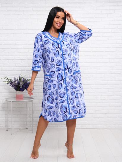 Халат велюровый на пуговицах (01022, голубой) - фото 16