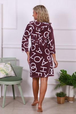 Халат велюровый на молнии с капюшоном, бордо (868 вид 2) - фото 2