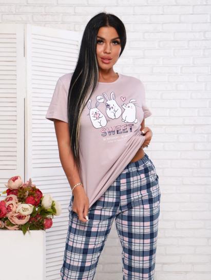 Костюм с брюками, принт, розово-бежевый (935-1) - фото 3