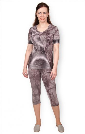 Костюм с бриджами, вискоза - батик, сепия (368-1) - фото 1