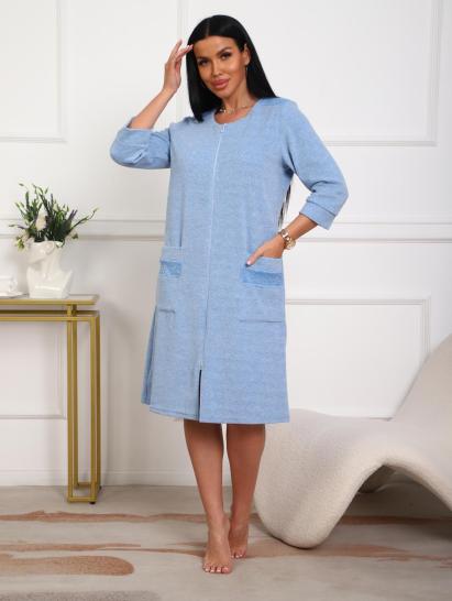 Халат махровый на молнии (01075, голубой) - фото 20