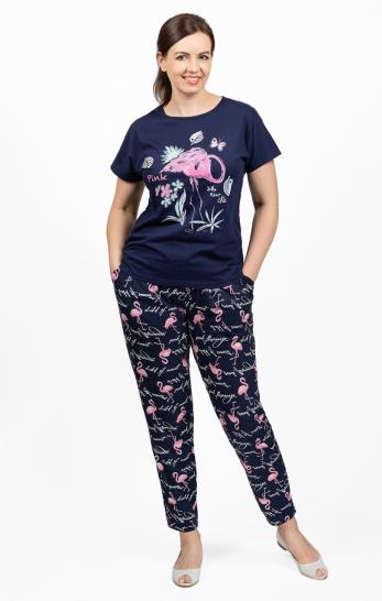 Костюм с брюками, принт, синий (642-1) - фото 1