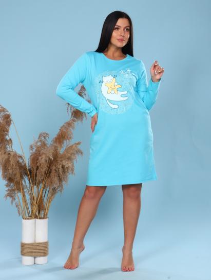 Сорочка с длинным рукавом, принт, светло-бирюзовый (788-11) - фото 2
