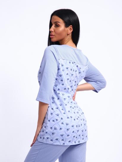 Пижама с брюками футер с начёсом (01059, голубой) - фото 8