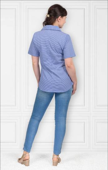 Рубашка на пуговицах "полоска", принт (463-1) - фото 4