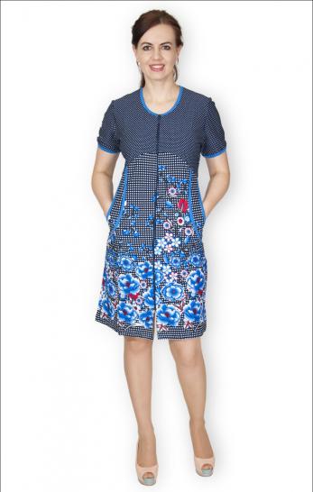 Халат женский на молнии, голубой (263-2) - фото 1