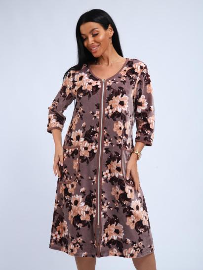 Халат велюровый на молнии (00941, бежевый) - фото 3