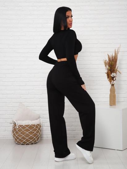 Брюки с карманами футер с лайкрой (01038, черный) - фото 7