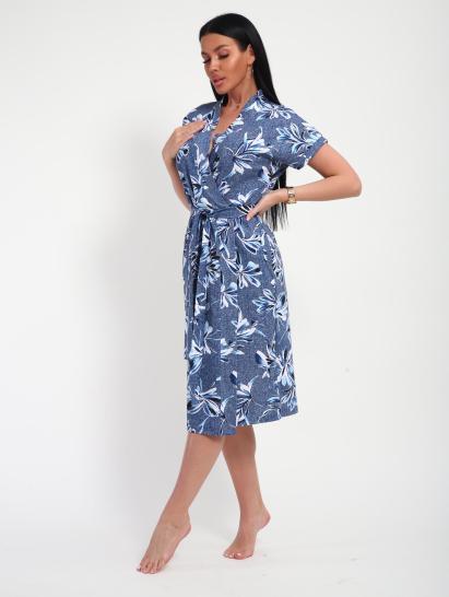 Халат женский запашной (01069, синий) - фото 11