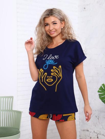 Костюм с шортами, принт, красный (922-2) - фото 4