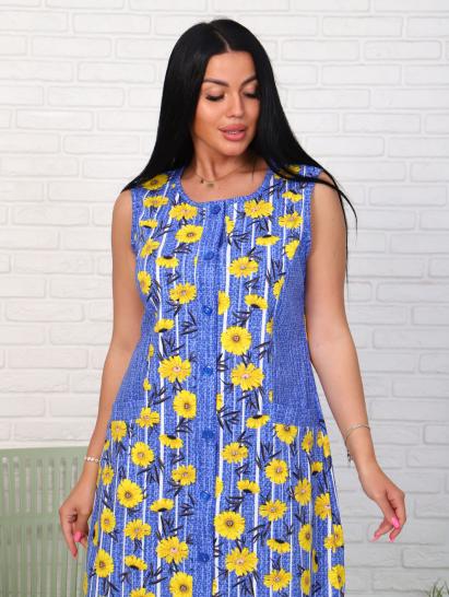 Халат женский на пуговицах, голубой (921-2) - фото 5