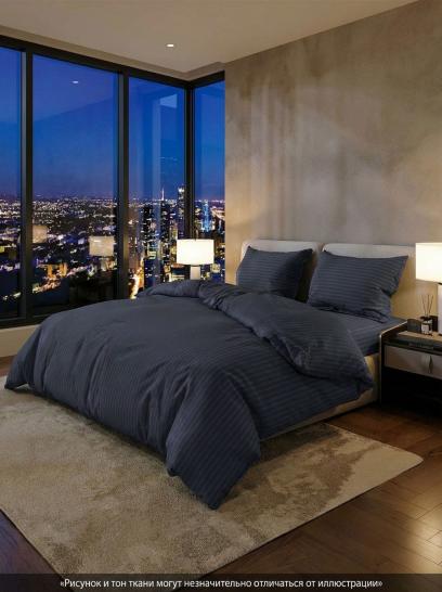 Комплект постельного белья Шпинель антрацит страйп-сатин - фото 1