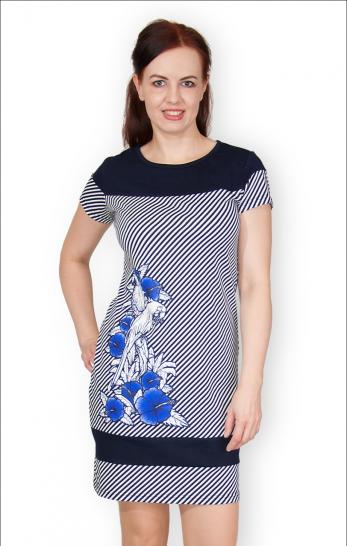 Платье "Полоска - диагональ", принт, василёк (338-1) - фото 3