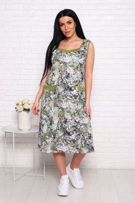 Сарафан с карманами (00981 вид 2, зеленый) - фото 1