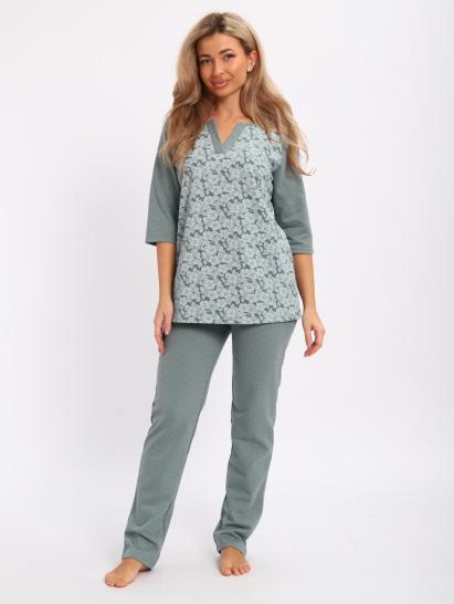 Пижама с брюками футер с начёсом (01059, зеленый) - фото 16
