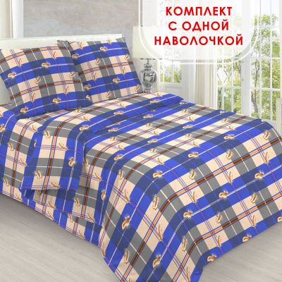Комплект постельного белья Пёрышко синий бязь - фото 1