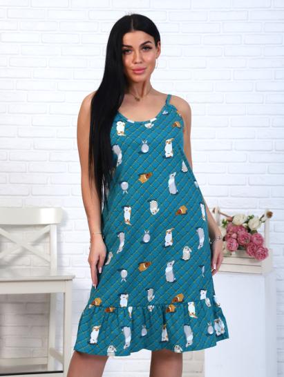 Сорочка на бретелях, зайки, изумруд (884-4) - фото 7