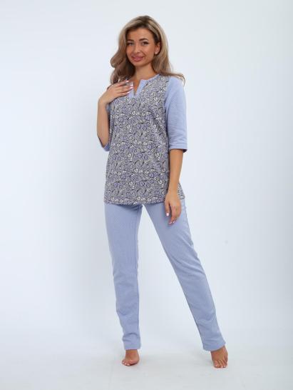 Пижама с брюками футер с начёсом (01059, серо-голубой) - фото 14