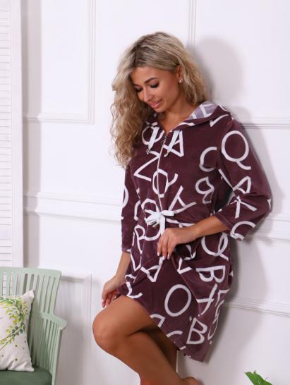 Халат велюровый на молнии с капюшоном, бордо (868-1) - фото 4