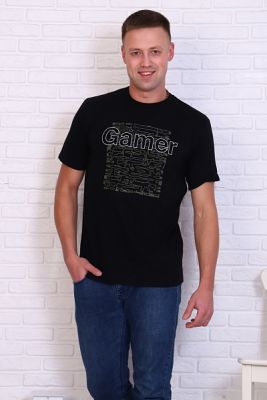 Футболка мужская, принт "Gamer", черный (816 вид 2) - фото 1