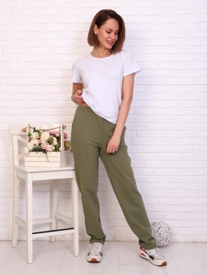Брюки футер с лайкрой 2-х нитка, зеленый (769-3 брюки) - фото 2