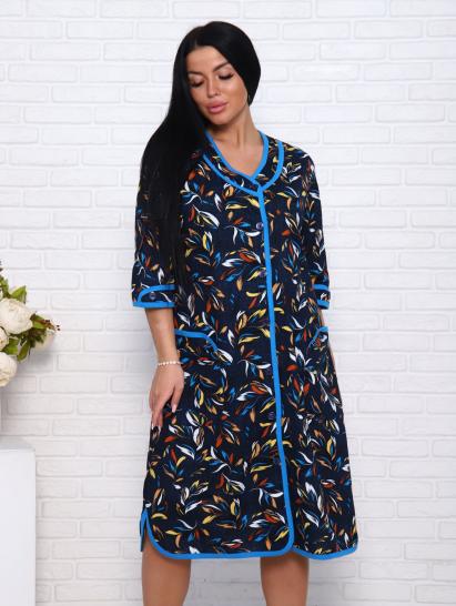 Халат женский на пуговицах с карманами, темно - синий (958-3) - фото 5