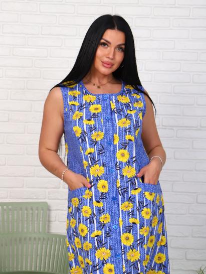 Халат женский на пуговицах, голубой (921-2) - фото 4