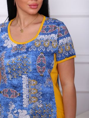 Туника с боковыми карманами, горчичная отделка (548-2) - фото 2