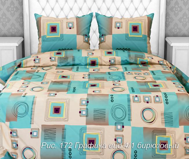 Комплект постельного белья Графика бирюзовый бязь - фото 1