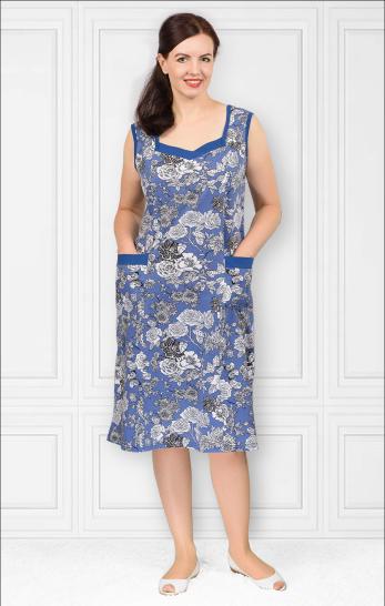 Сарафан с карманами, голубой (470-3) - фото 1