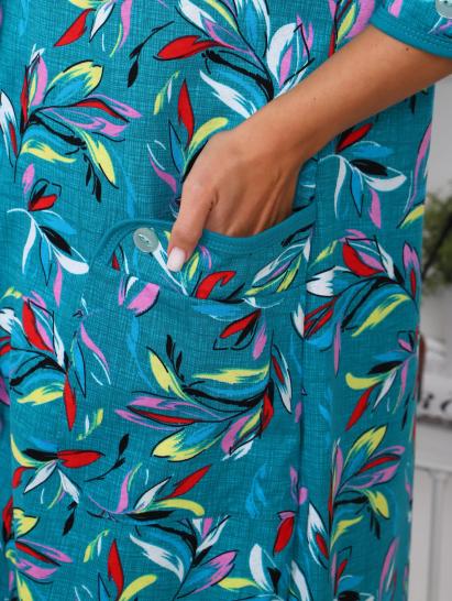 Халат женский на пуговицах с карманами (00958, изумрудный) - фото 2