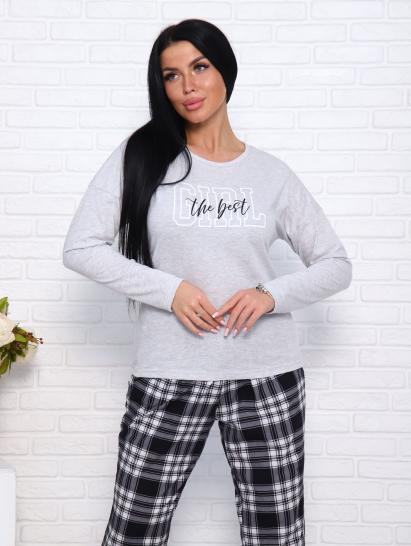 Костюм с брюками, принт, светло-серый меланж (957-2) - фото 5