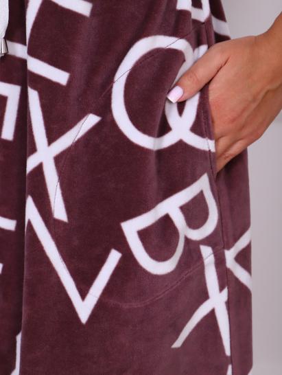 Халат велюровый на молнии с капюшоном, бордо (868-1) - фото 11