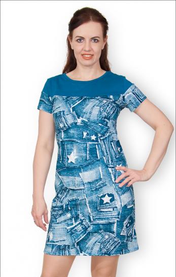 Платье трикотажное, джинс - звезды (362) - фото 2