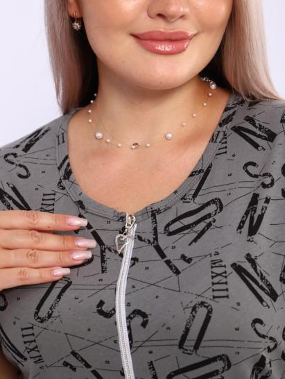 Халат женский на молнии с карманами (01053, серый) - фото 2