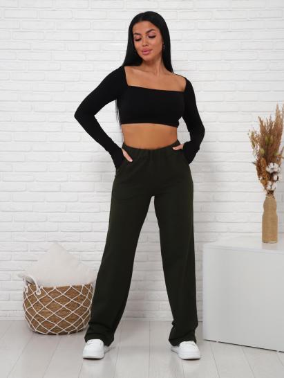 Брюки с карманами футер с лайкрой (01038, хаки) - фото 15