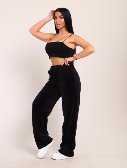 Брюки велюровые с карманами (01039, черный) - фото 4