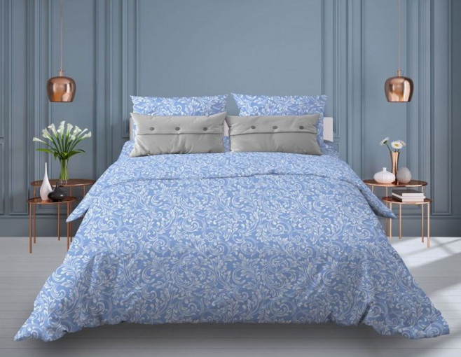 Наволочка Завиток голубой бязь - фото 1